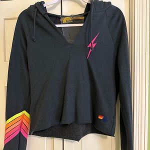 NWOT Aviator nation cropped hoodie- sunset colors